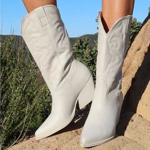Steve Madden WEST WHITE LEATHER Boots